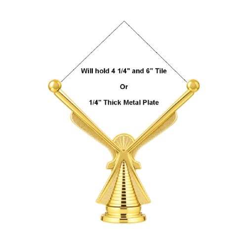4 1/2" Gold Tile/Metal Plate Holder Figure