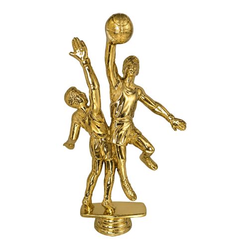 Gold 7 1/4" Male Double Action Basketball Trophy Figure