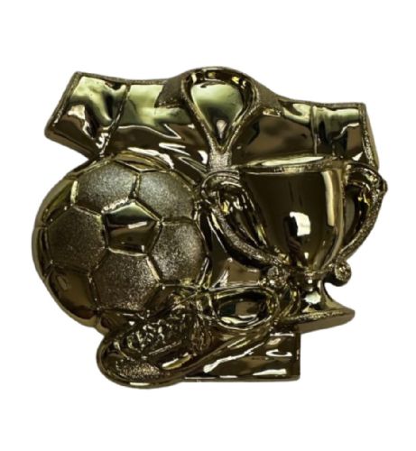 4" x 4 1/2" Gold Soccer Studded Plaque Mount