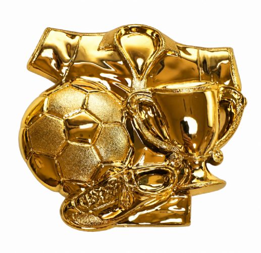 4" x 4 1/2" Gold Soccer Studded Plaque Mount