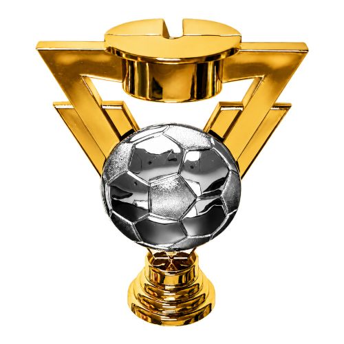 4" Gold w/ Silver Soccer Trophy Riser