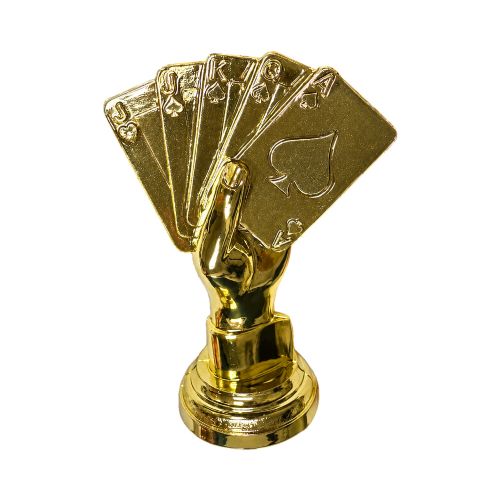 4" Poker Hand Gold Trophy Figure