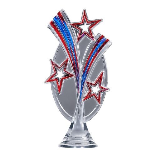 7" Clear USA Stars and Stripes Holographic Trophy Backdrop