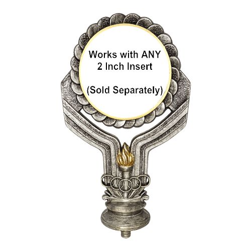 5" Antique Silver Torch 2" Insert Holder Trophy Figure #2