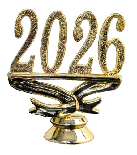2 1/4" Gold "2026" Year Date Script Trophy Trim Piece