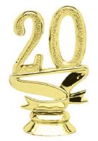 2 1/4" Gold "20" Year Date Script Trophy Trim Piece
