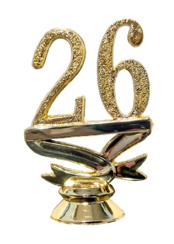 2 1/4" Gold "26" Year Date Script Trophy Trim Piece