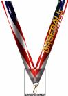 7/8" x 32" USA Graphic Baseball Neck Ribbon w/ Snap Clip