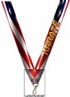 7/8" x 32" USA Graphic Karate Neck Ribbon w/ Snap Clip