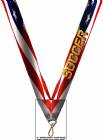 7/8" x 32" USA Graphic Soccer Neck Ribbon w/ Snap Clip