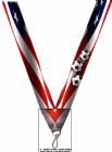 1 1/2" x 32" USA Graphic Soccer Image Wide Neck Ribbon w/ Snap Clip