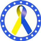 2" Blue Yellow Awareness Ribbon Trophy Insert