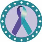2" Purple Teal Awareness Ribbon Trophy Insert