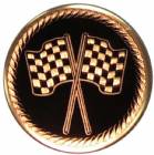 2" Checkered Race Flag Metal Trophy Insert - Made in USA