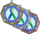 Blue Green Ribbon Awareness 3" Award Medal