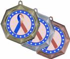 Dark Blue Brown Ribbon Awareness 3" Award Medal