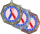 Red Blue Ribbon Awareness 3" Award Medal