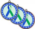 Blue Green Ribbon Awareness 2 1/4" Award Medal