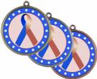 Dark Blue Brown Ribbon Awareness 2 1/4" Award Medal