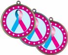 Light Blue Pink Ribbon Awareness 2 1/4" Award Medal