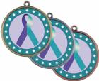 Purple Teal Ribbon Awareness 2 1/4