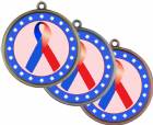 Red Blue Ribbon Awareness 2 1/4" Award Medal