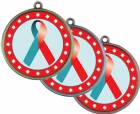 Red Teal Ribbon Awareness 2 1/4" Award Medal