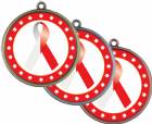 Red White Ribbon Awareness 2 1/4" Award Medal