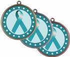 Teal  Ribbon Awareness 2 1/4" Award Medal