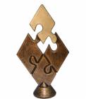 6" Bronze / Gold Teamwork Puzzle Resin Trophy Figure