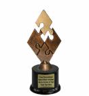 8" Bronze / Gold Teamwork Puzzle Resin Trophy Kit with Pedestal Base