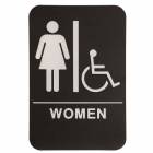 ADA 6" x 9" Women (w/ Wheelchair) Restroom Sign Black / White