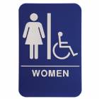 ADA 6" x 9" Women (w/ Wheelchair) Restroom Sign Blue / White