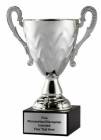 14" Silver Finish Metal Trophy Cup with Black Marble Base