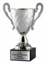 10 3/4" Silver Finish Metal Trophy Cup with Black Marble Base