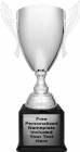 24 3/4" Silver Trophy Cup with Black High Gloss Wood Base