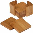 6 Piece Bamboo Coaster Set with Holder