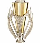 7 1/2" Silver / Gold Plastic Cup with Lid