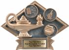 6" x 8 1/2" Lamp of Knowledge Diamond Trophy Plate Hand Painted