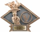 6" x 8 1/2" Victory Torch Diamond Trophy Plate Hand Painted