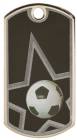 2" Black / Silver Soccer Laserable Star Dog Tag