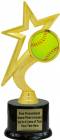 8 1/2" Gold Star Softball Trophy Kit with Pedestal Base