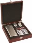 Rosewood Finish Cards Dice and Flask Gift Set