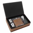 6 oz. Dark Brown Leatherette Flask Gift Set