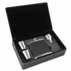 6 oz. Black & Gold Leatherette Flask Gift Set