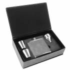 6 oz. Gray Leatherette Flask Gift Set