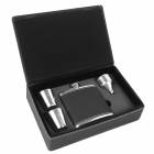 6 oz. Black & Silver Leatherette Flask Gift Set