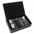 6 oz. Black & Stainless Steel Leatherette Flask Gift Set