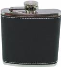 6 oz. Dark Gray Leather Covered Stainless Steel Flask
