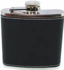 6 oz. Light Black Leather Covered Stainless Steel Flask